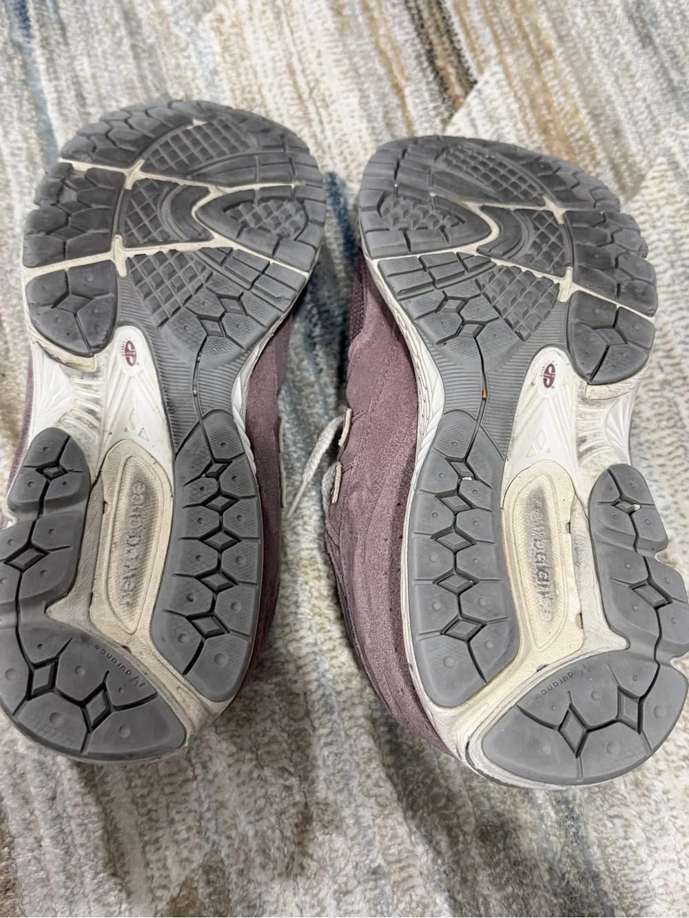New Balance Mauve Suede and Mesh Sneakers with Cream Laces